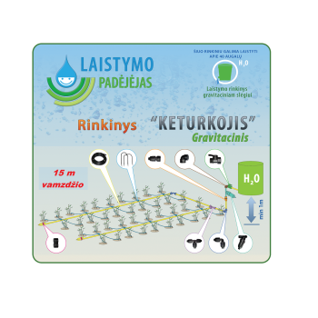 .Šiltnamio laistymo sistema "Keturkojis" gravitacinis 15m